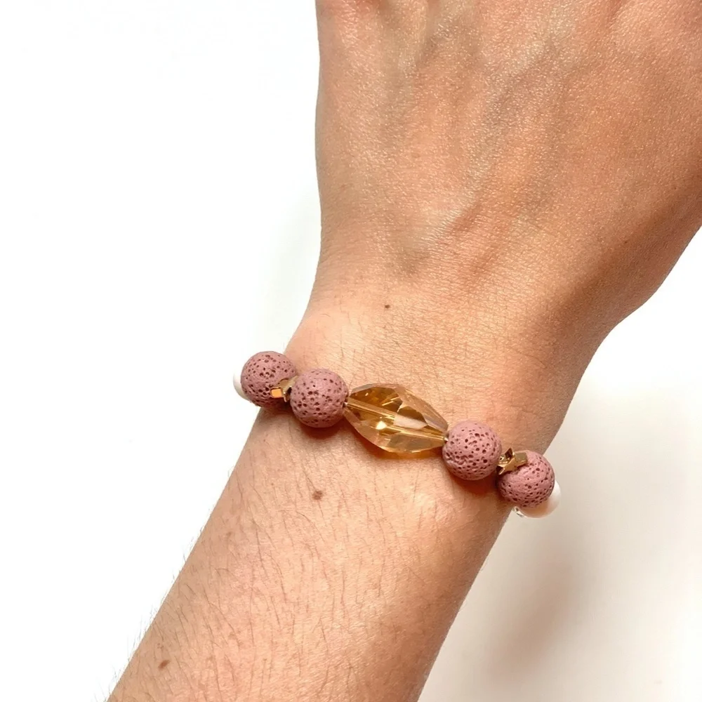 Diffuser Bracelet STRETCH Dusty Rose‎ Lava Stone